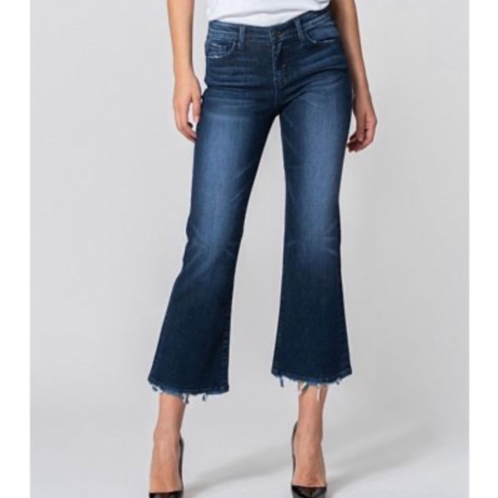 Flying Monkey Mid-Rise Hem Crop Flare Jeans